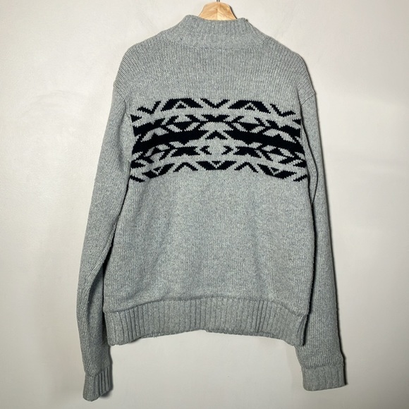 Groggy Wool Zip up Cardigan knit Sweater faux fur lined jacket gray black size L - Picture 3 of 16